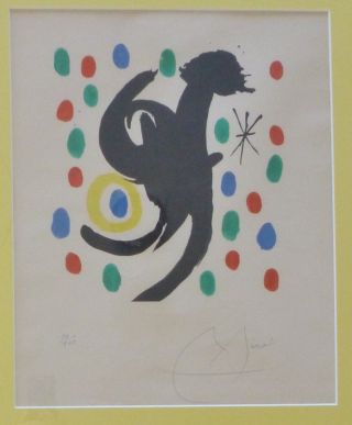 Joan Miro " Composition " Hand Signed Numbered 10/100 Lithograph 1968 Framed