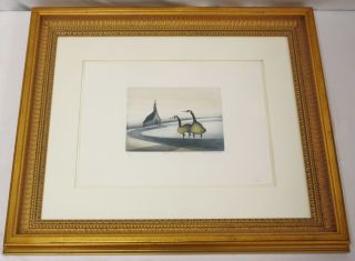 P.  Buckley Moss 1989 Signed Framed " The Visitors " Etching Limited Edition 46/99