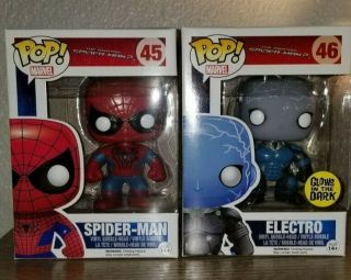 Funko Pop Spider - Man 2 45 & Electro 46 Collector Corp Exclusive