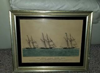 Currier & Ives Lithograph The Great Ocean Yacht Race York Graphic Society