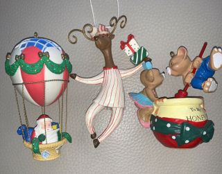 Vintage Noma Santa In Hot Air Balloon,  Reindeer,  To My Honey Christmas Ornament