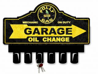 Vintage Sign Polly Gasoline Key Hanger 14 X 10