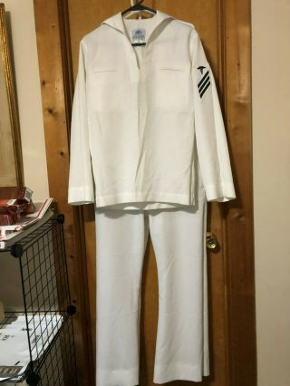 Us Navy Enlisted Dress White Uniform Set Size Top 40l Pants 35r