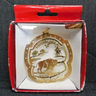 South Dakota Christmas Ornament Souvenir Nation ' s Treasures Brass Bison Buffalo 3