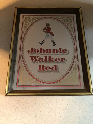 Johnnie Walker Red Wood Framed Mirror 10 1/2 " X 13 1/2 "