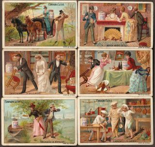 Liebig S - 177 " Puzzles Ii (hidden Objects) " Full Set 6 Vintge Trade Cards 1886 Blg