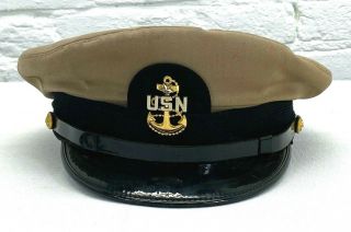 Vintage Us Navy Chief Petty Officer Khaki Dress Hat