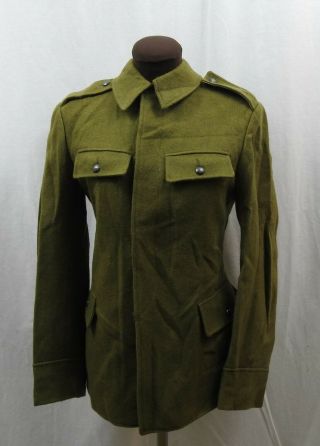 Vintage Romanian Army Military Surplus Wool Winter Jacket Od Green Size: Small