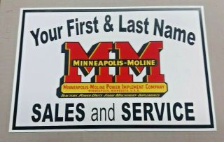 Personalized Minneapolis - Moline Tractor Aluminum Name Sign