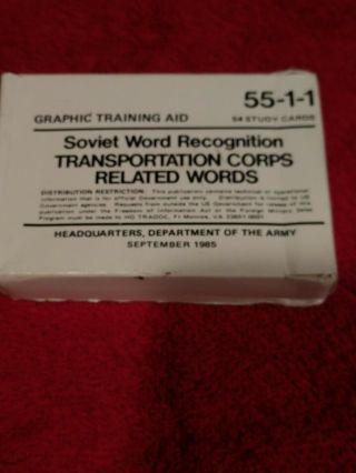 Soviet Word Recognition Graphic Training Aid Study Cards Army 1985 55 - 1 - 1