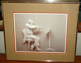 Orig Signed 1979 Reinhard Lithograph Art Poster Print The Rehearsal Violinist