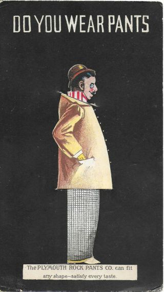 Mechanical Trade Card For Plymouth Rock Pants Company – Boston 1880 - 90s