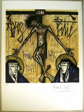 Bernard Buffet Lithograph " Le Christ " Hand Signed Limited 1961 F/s Japan