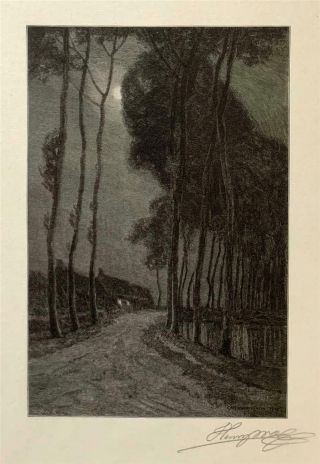Henry Wolf - Signed Engraving After Charles Warren Eaton " Moonlight In Holland "