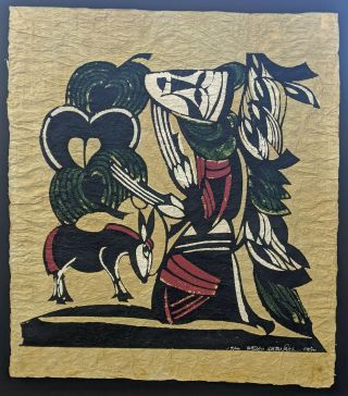 Sadao Watanabe " The Presentation Of A Donkey " Japanese Woodblock Print