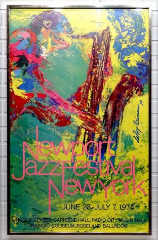 1974 Vintage Leroy Neiman Signed Autograph On Newport Jazz Fest Litho Poster