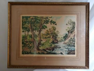 Paul - Emile Lecomte Signed Print " The Current " Paris Etching Society Ny Usa 17x22
