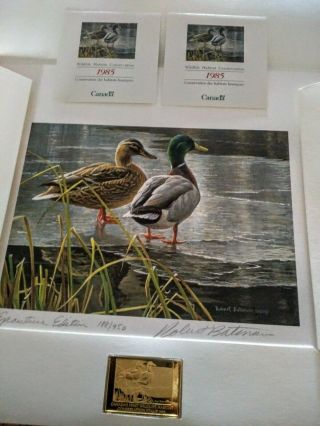 1985 Canadian Duck Stamp Print Executive Edition Solid Oz Gold Robert Bateman