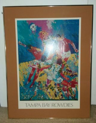 Orig Leroy Nieman Tampa Bay Rowdies " Soccer Is A Kick In The Grass " 1975 Framed