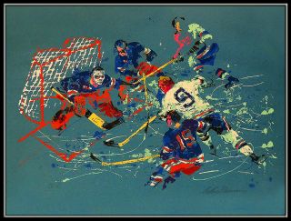 LeRoy Neiman Blue Hockey Signed Color Serigraph Blackhawks Bobby Hull Sports Art 2