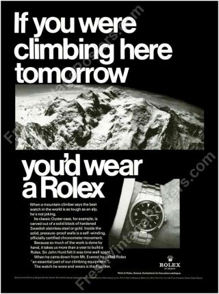 1960s Rolex Explorer Watch Mt.  Everest Classic Photo Poster 24x32