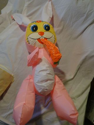 Vintage 70s Alvimar Large 45 " Inflatable Blow Up Squeaky Bunny Rabbit Easter