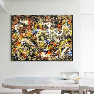 Framed Wall Art Convergence By Jackson Pollock Canvas Giclee Print Art 24 " X32 "