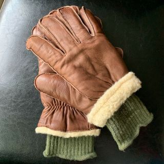 Vtg Us Air Force Usaf Pilot Leather Flight Eddie Bauer Gloves,  Wool Inserts