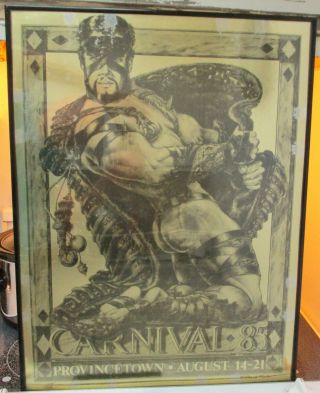 F.  Ronald Fowler Framed And Signed Gold Provincetown Carnival 1985 Print 125/300