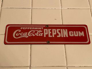 Coca Cola Pepsin Chewing Gum Soda Pop Candy Gas Oil Porcelain Metal Sign