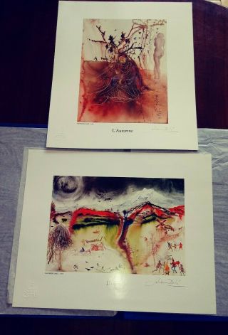 Salvador Dali Lithograph Art Prints Signed Blind Embossed Les Quatre Saisons