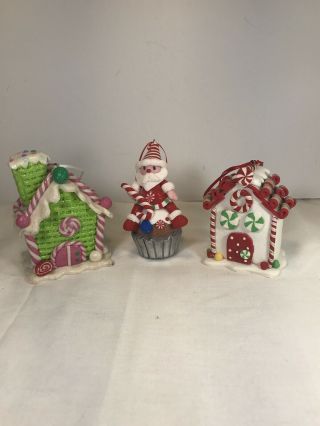 3 Candy Cupcake Gingerbread Christmas Ornaments.  3 - 4”