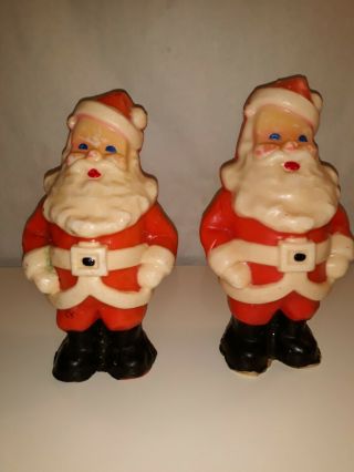 Large Vintage Set Of 2 Gurley Santa Claus Candles Christmas