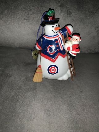 Danberry Chicago Cubs Game Day Snowman Christmas Ornament