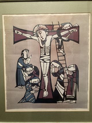 Sadao Watanabe Biblical Print 14/70 Descent of Christ From the Cross 1975 2