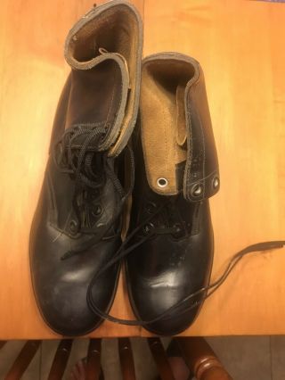 Pair U.  S.  Army Leather Uppers Black Combat Boots Men Size 11 Old Stock 1960 