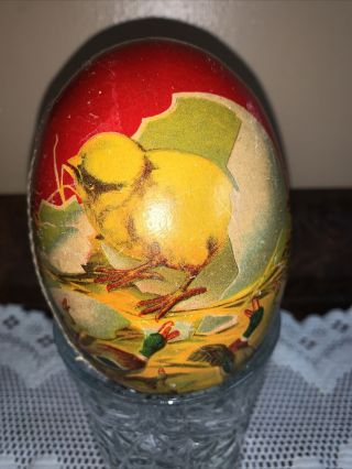 Vintage 5” Paper Mache Easter Egg Spring Candy Container West Germany