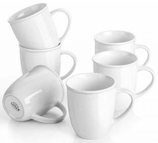Lifver 18 Ounces Coffee Mugs Set Of 6,  Porcelain Large Coffee Mugs For Coffee,  T