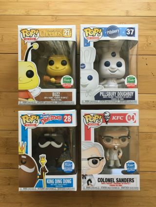 Funko Pop Ad Icons Cheerios Buzz,  Doughboy,  King Ding Dong,  Kfc Colonel Sanders