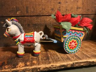 Vintage House Of Lloyd Christmas Delivery Colorful Mule Donkey Flower Cart Nib