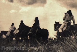 1900/72 Edward Curtis Folio Native American Indian Apache Horse Storm Photo Art