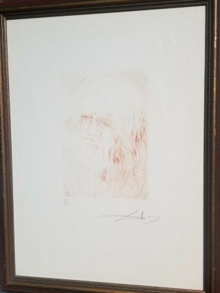 Salvador Dali Hand Signed Etching Leonardo Da Vinci Davinci 1968