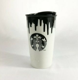 Starbucks Band Of Outsiders Ceramic Double Wall Travel Cup Mug Black White 2014