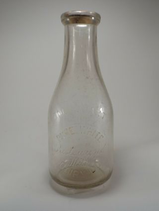 Pure White Dairy Co.  Embossed Round Quart Milk Bottle From Tulsa,  Ok -