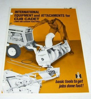 International Harvester Ih Cub Cadet Attachments Sales Brochure,  1972