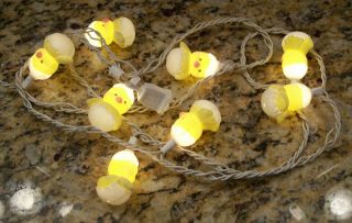 10 Lighted Baby Chicks Breaking Out Of Eggs String Light Strand Easter Decor