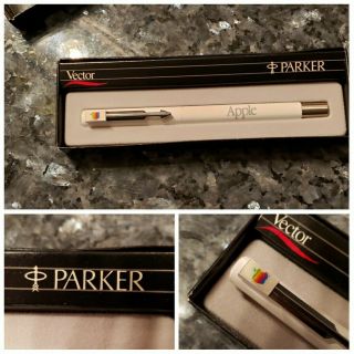 Vintage And Rare Apple Computer Rainbow Logo On Parker Rollerball Pen