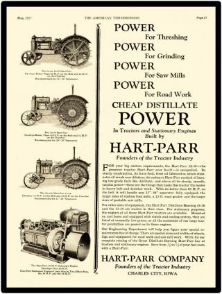 1927 Hart Parr Co.  Metal Sign: 28 - 50,  18 - 36,  Large Size: 12 " X 16 "