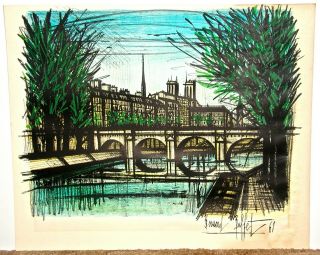 Bernard Buffet French Scene Color Lithograph (ii) Le Pont Neuf