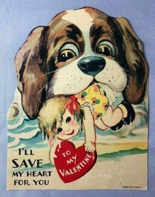 5 Vintage DOG VALENTINES Die Cut Swimming BOY SCOUT Tent CALENDAR 2